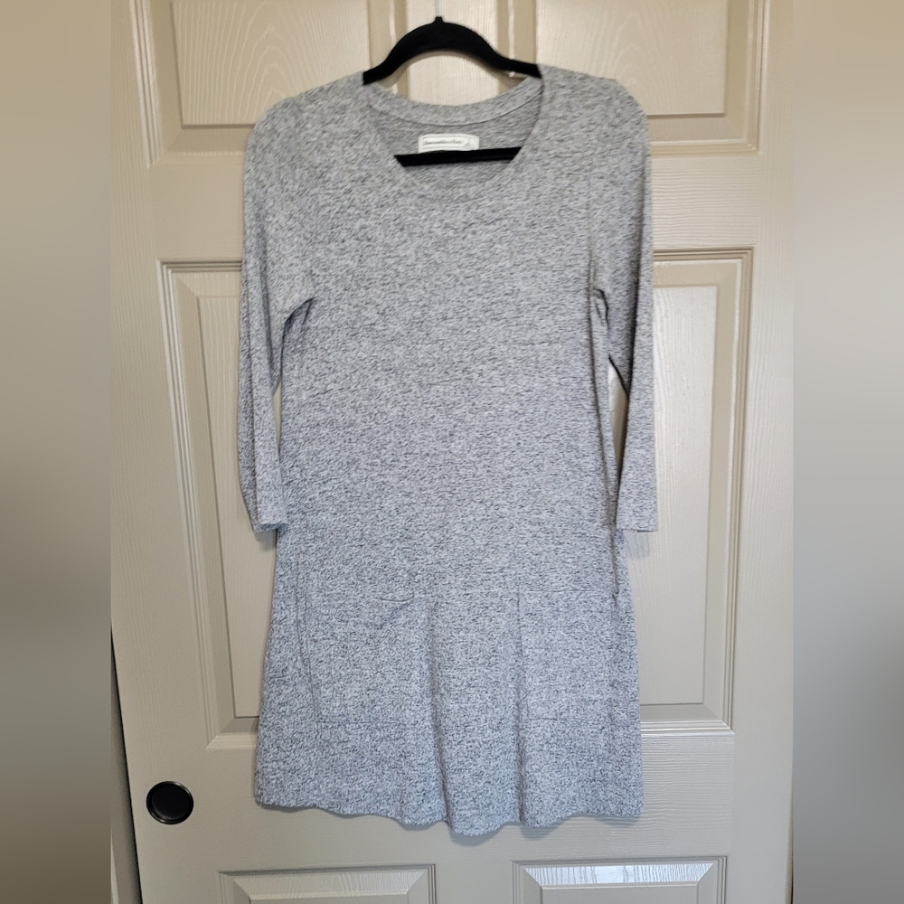 Abercrombie and Fitch gray knit pocket 3/4 sleeve dress size small
